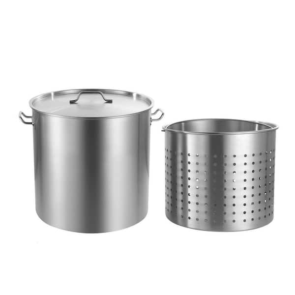 100 qt. Stainless Steel Stock Pot in Silver with Strainer