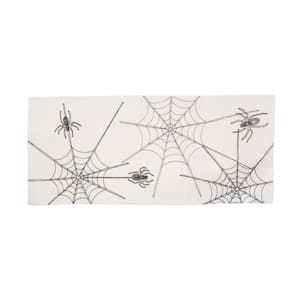 0.1 in. H x 16 in. W x 36 in. D Halloween Spider Web Double Layer Table Runner in White