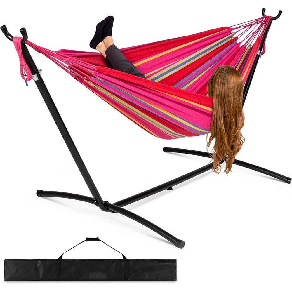 9 Ft. 2-Person Double Hammock With Stand Set With Patio With Carrying ...