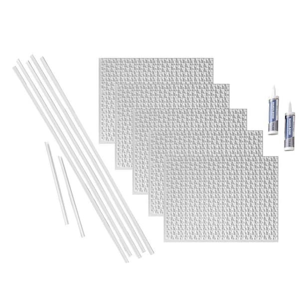 Fasade Terrain 18 in. x 24 in. Gloss White Vinyl Decorative Wall Tile Backsplash 15 sq. ft. Kit