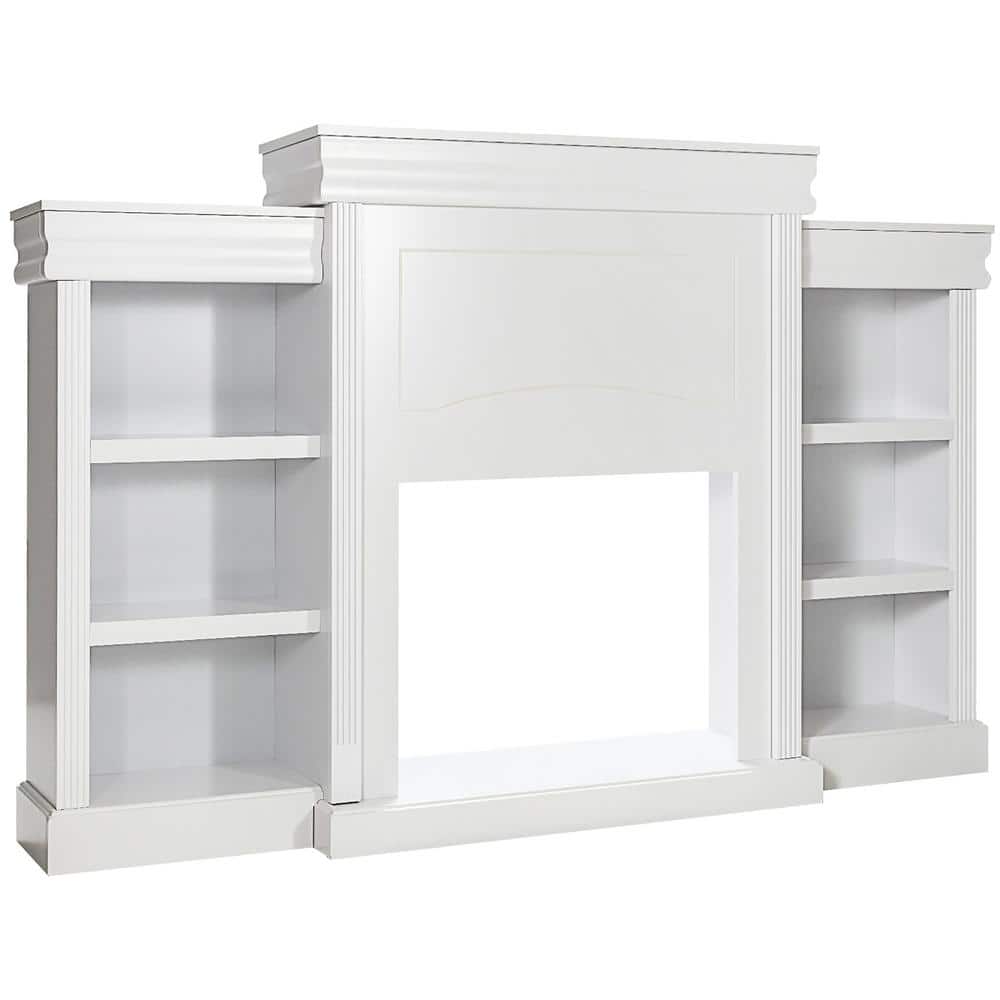 Costway 70 in. White Fireplace TV Stand Modern Media Entertainment Center Bookcase Fits TV s up to 40 in. QD 6664 A5IT The Home Depot