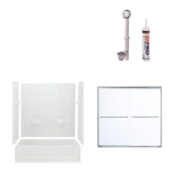 STERLING All Pro 60 in. x 30 in. x 73-1/2 in. Bathtub Kit with Left-Hand Drain in White with Chrome Trim-DISCONTINUED