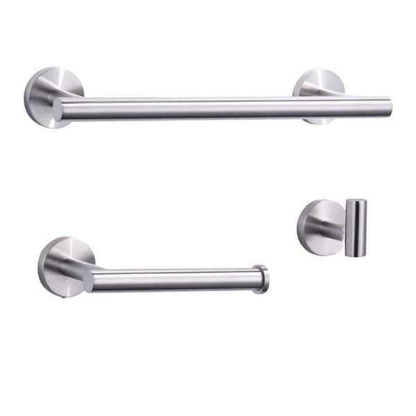 ALEASHA 3-Piece Bath Hardware Set with Mounting Hardware in Brushed Nickel