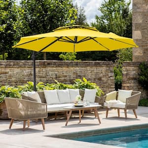 10 ft. Round Patio Cantilever Umbrella With Cover in Yellow