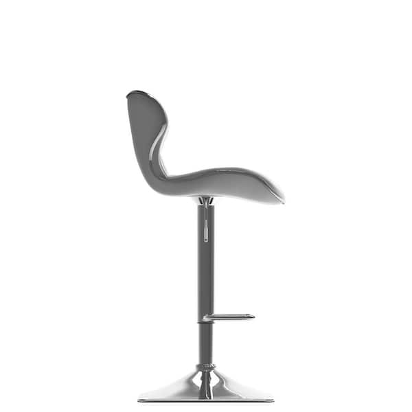 CORLIVING Adjustable Height White Bonded Leather Swivel Bar Stool