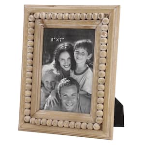 5" x 7" Light Brown Beaded Wood Photo Frame