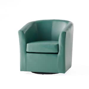 Turquoise Faux Leather Club Chair 1 with Swivel (Set of 1)