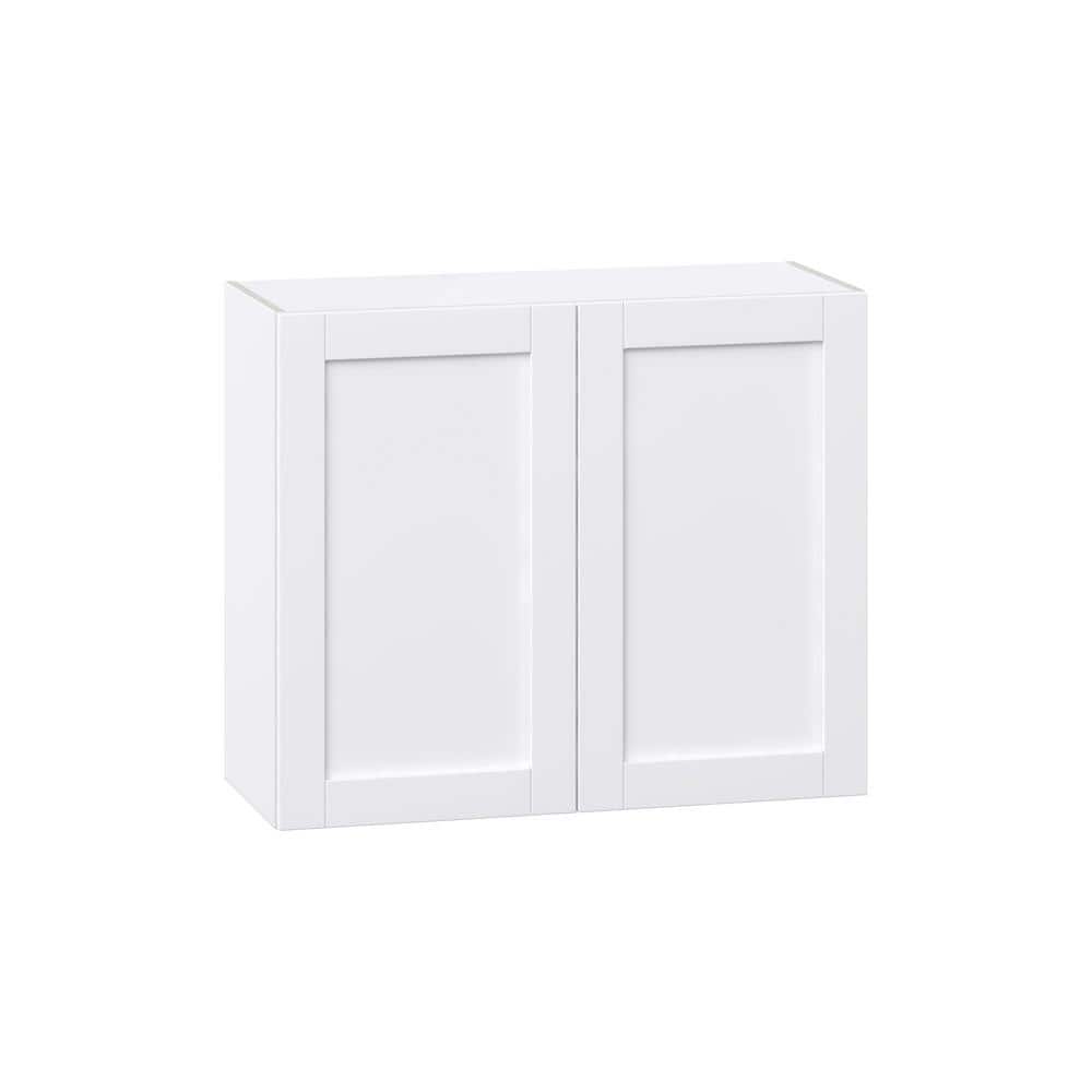 J COLLECTION Mancos Glacier White Shaker Assembled Wall Kitchen Cabinet ...