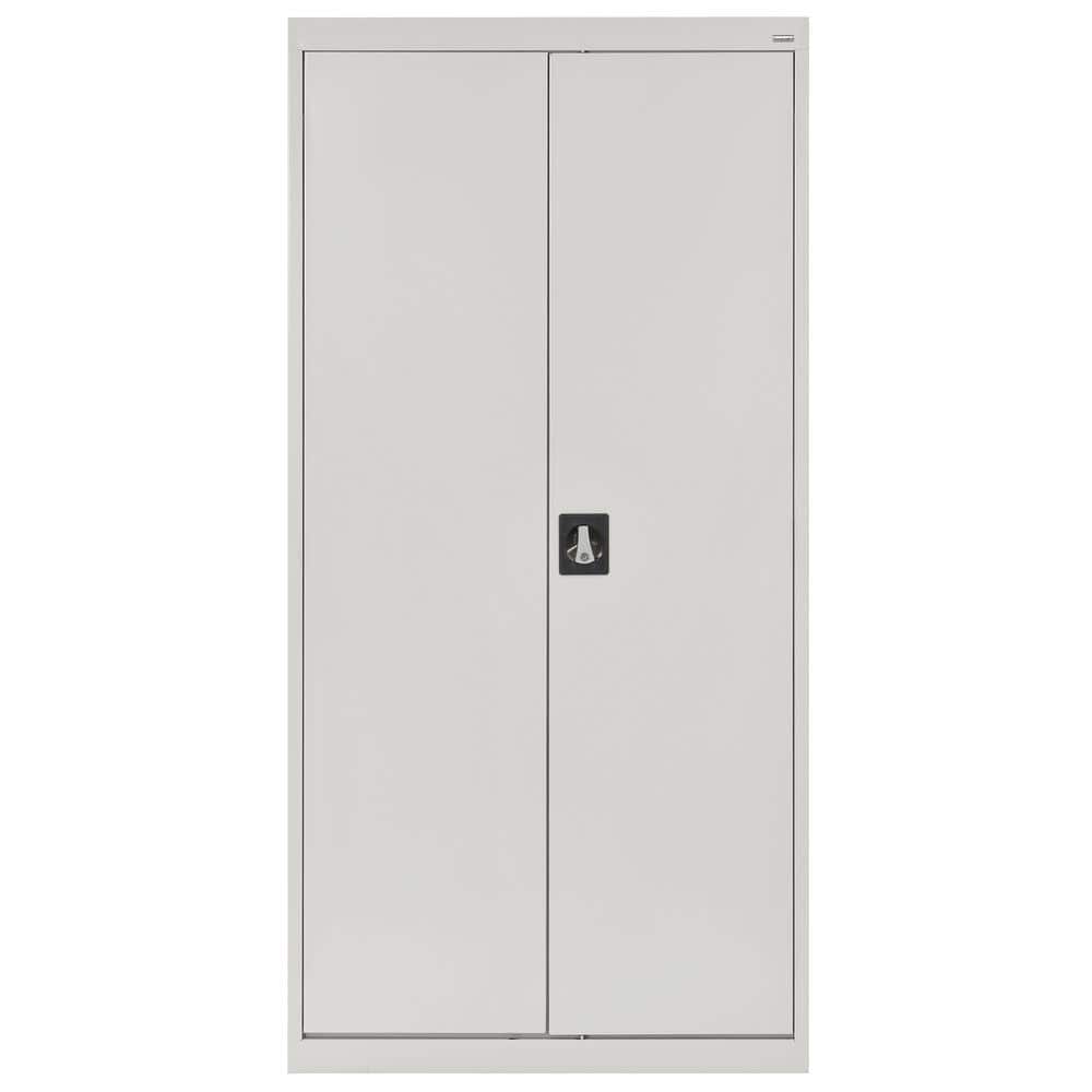 Dove Gray Steel Freestanding Lockable Office Cabinet with Adjustable Shelving