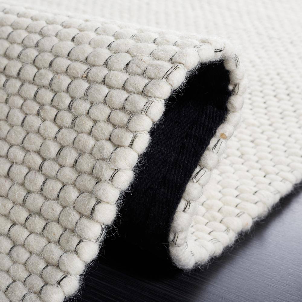 Ivory Handwoven Wool and Synthetic Runner Rug, 2'3" x 6'