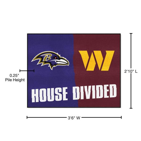 FANMATS NFL Ravens/Commanders Multi-Colored 3 ft. x 3.5 ft. House Divided  Area Rug 27589 - The Home Depot