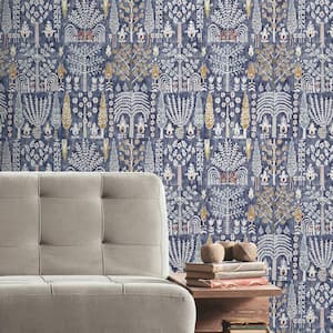 30.75 sq. ft. Persian Ikat Blue Peel and Stick Wallpaper
