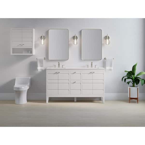 KOHLER Helst 60 in. W x 18 in. D x 36 in. H Double Sink Freestanding Bath Vanity in White with Quartz Top
