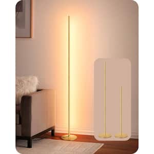 57 in. Gold LED Corner Floor Lamp, Modern Slim Dimmable Light, 3000K Warm White Light
