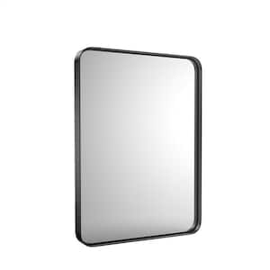 24 in. W x 36 in. H Rectangular Aluminum Alloy Framed Rounded Black Wall Mirror