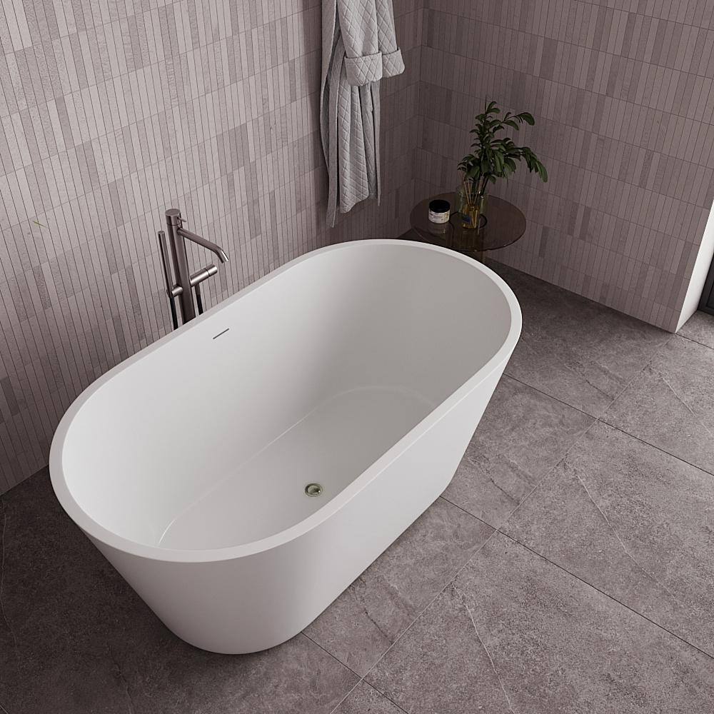 54" Glossy White Acrylic Freestanding Soaking Bathtub