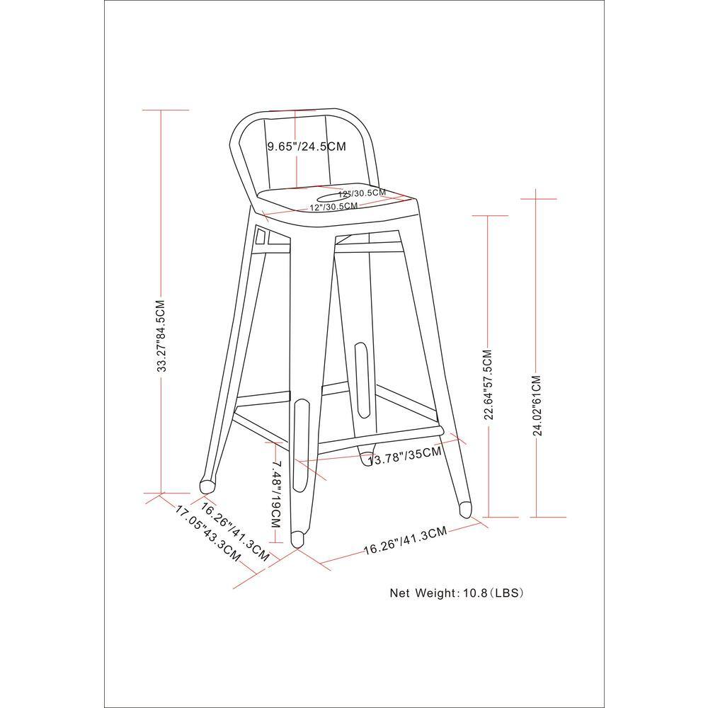 Rayne Distressed Black Metal Counter Height Stool Set