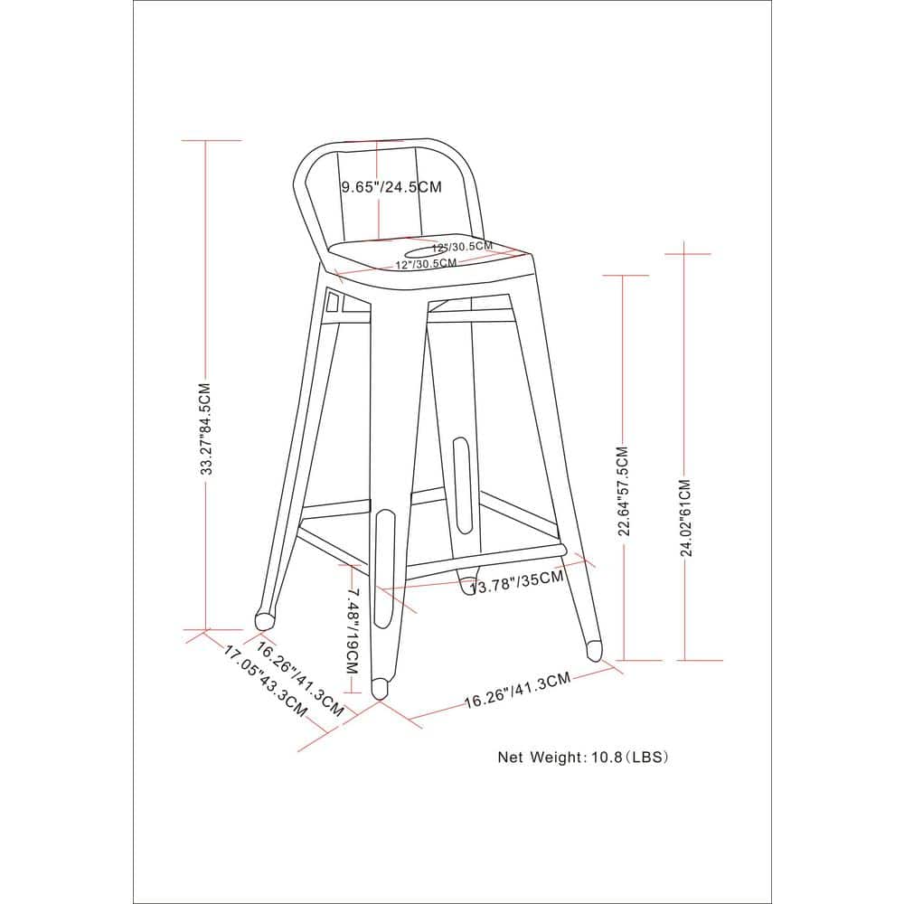 Rayne 24" Distressed White Metal Counter Stools (Set of 2)