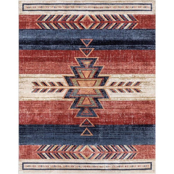 Tulsa Dustin Southwestern Tribal Medallion Crimson 5 ft. 3 in. x 7 ft. 3 in. Area Rug
