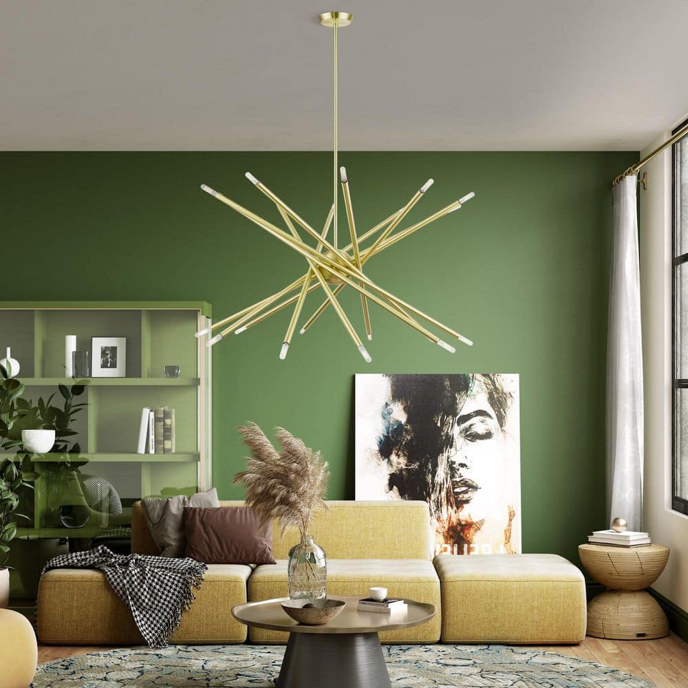 Soho Satin Brass 20-Light Asymmetrical Sputnik Chandelier