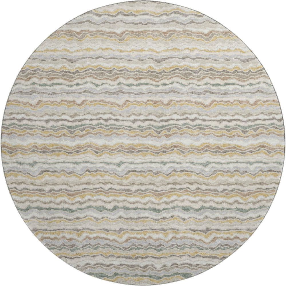 Mayfield Premium Machine Washable Abstract AMF2436 Ivory 8 ft. x 8 ft. Round Rug price history on PriceWatchPro