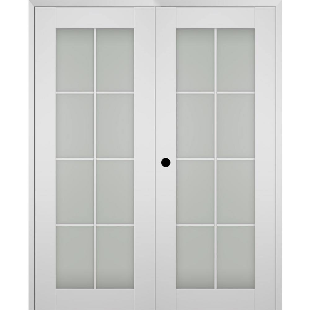 Smart Pro 64 in. x 96 in. Right Hand Active 8-Lite Frosted Glass Polar White Wood Composite Double Prehung French Door price history on PriceWatchPro