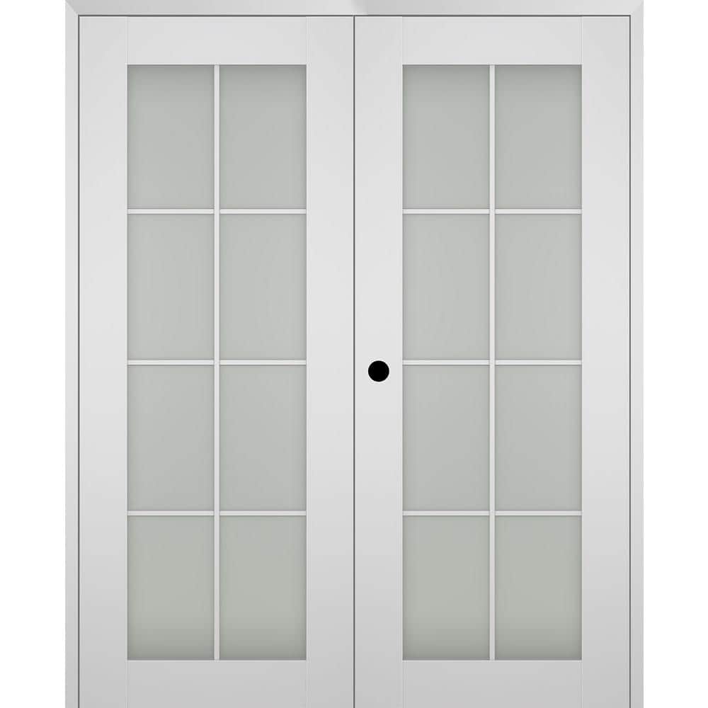 Smart Pro 72 in. x 96 in. Right Hand Active 8-Lite Frosted Glass Polar White Wood Composite Double Prehung French Door price history on PriceWatchPro