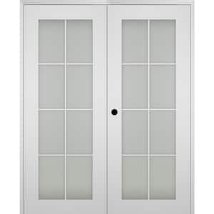 Smart Pro 72 in. x 84 in. Right Hand Active 8-Lite Frosted Glass Polar White Wood Composite Double Prehung French Door
