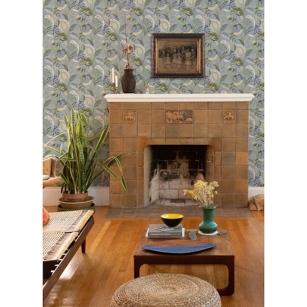 Bohemian Jacobean Blue Prepasted Non Woven Wallpaper
