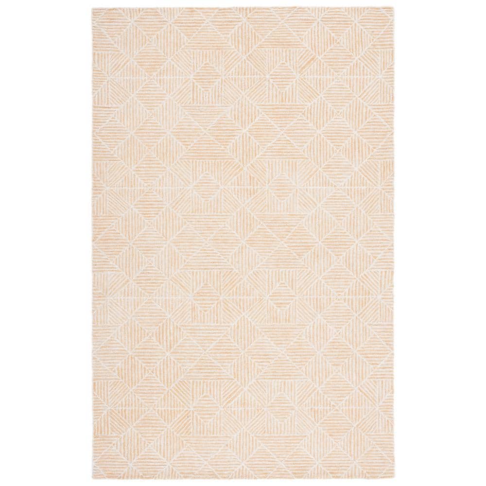 Gold/Ivory 4' x 6' Handmade Tufted Wool Abstract Rug