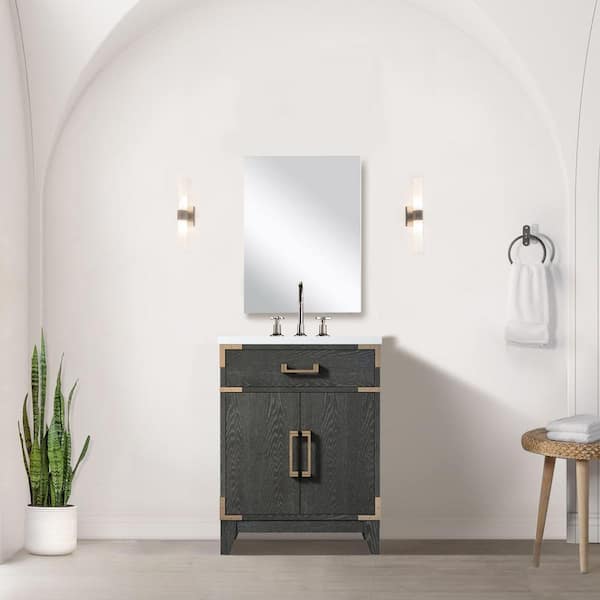 Fossa 24 in. Bath Vanity Cabinet without Top in Black Oak Assembled