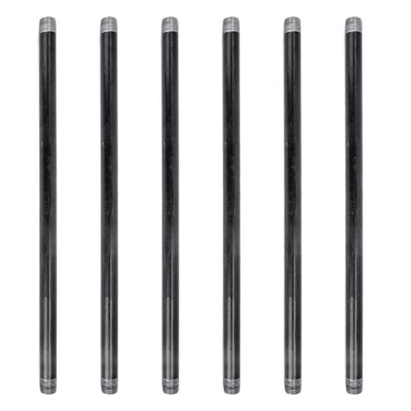 PIPE DECOR 1/2 in. x 18 in. Black Industrial Steel Grey Plumbing Pipe (6-Pack)