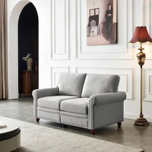 59.45 in. Flared Arm Fabric Rectangle Sofa in. Gray with Removable Cushion Covers and Storage Boxes