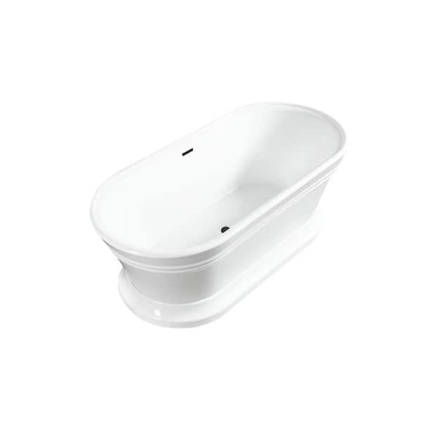 Vanity Art Versailles 59 in. Acrylic Flatbottom Freestanding Bathtub in White/Oil Rubbed Bronze