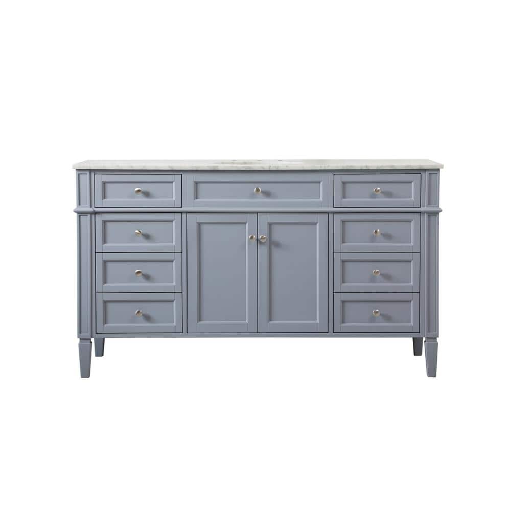 Simply Living 60 In. W x 21.5 In. D x 35 In. H Bath Vanity in Grey with Car