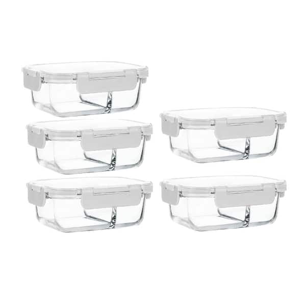 5-Pack, 36 oz]Glass Meal Prep Containers 3 Compartment with Lids