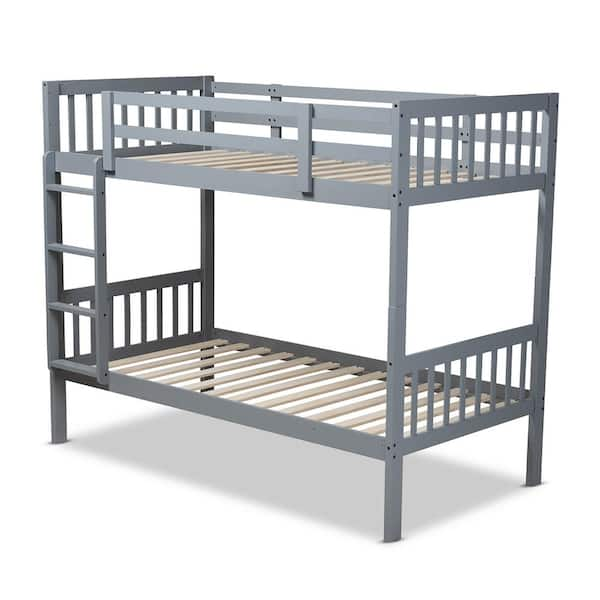 Baxton Studio Jude Gray Twin Bunk Bed 157 9631 HD The Home Depot