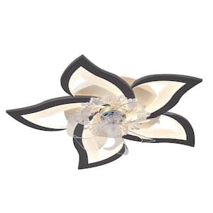 27.2 in. Integrated LED Indoor Black Flower-Shaped Lighting Fan with 6 Speed and 3 Color Temperature Adjustment
