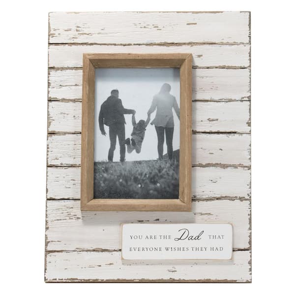 Foreside Home Garden 4 In X 6 In Antique White Dad Wood Decorative Picture Frame Ffrd09539 The Home Depot