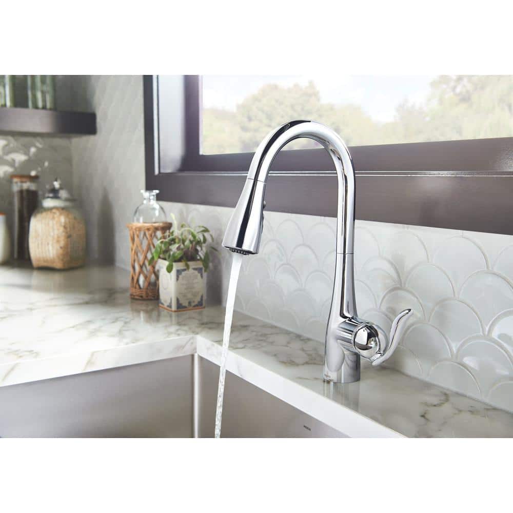 Moen Arbor Chrome One-Handle Pulldown Kitchen Faucet with Power Boost