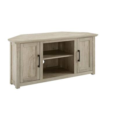 Camden Frosted Oak 48 in. Corner TV Stand Fits 50 in TV Stand with Cable Management