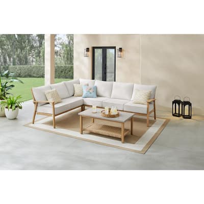 West Haven 5-Piece Wicker Outdoor Sectional Set with CushionGuard Almond Cushions — Home Depot clearance