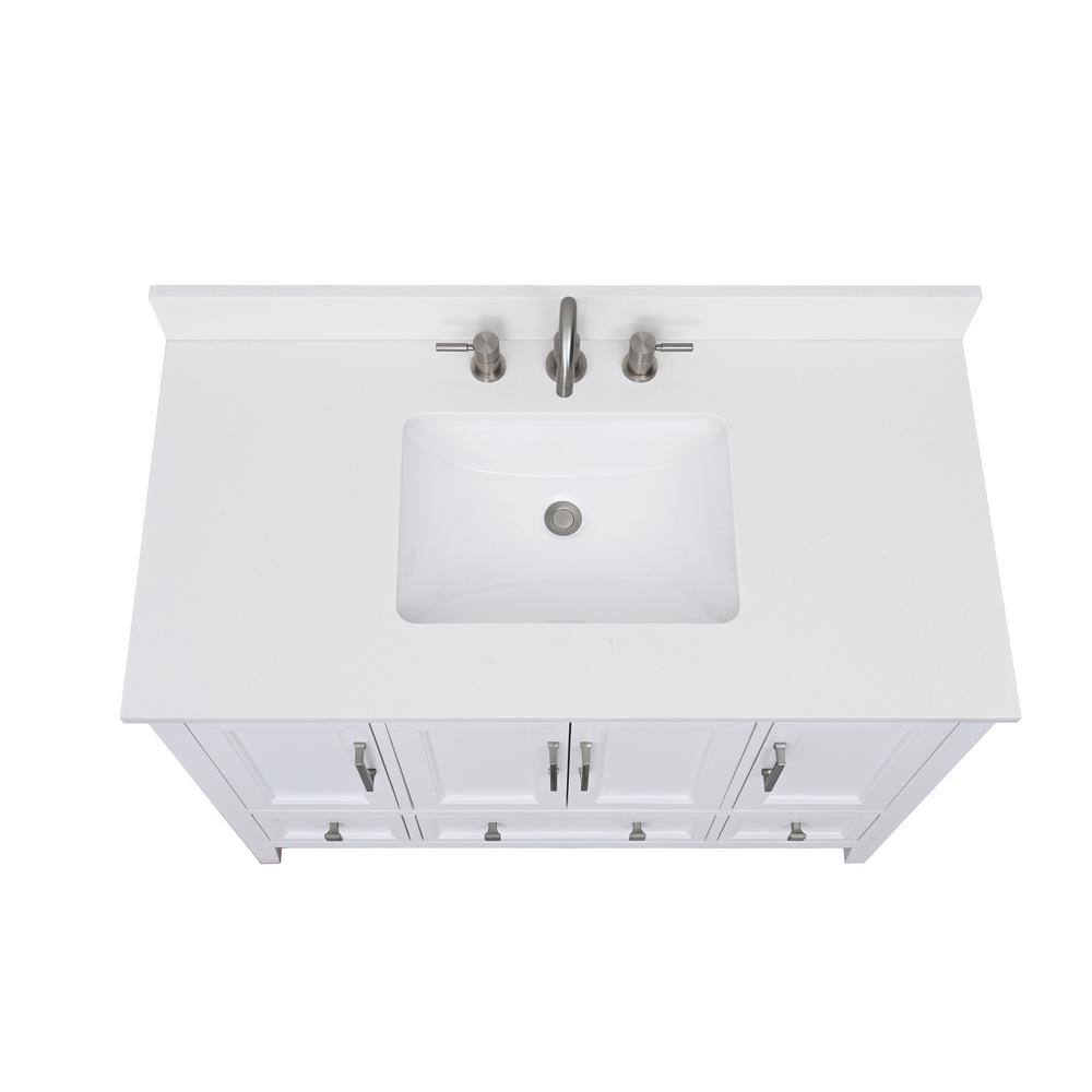 43'' Everest White Quartz Single Sink Bathroom Vanity Top