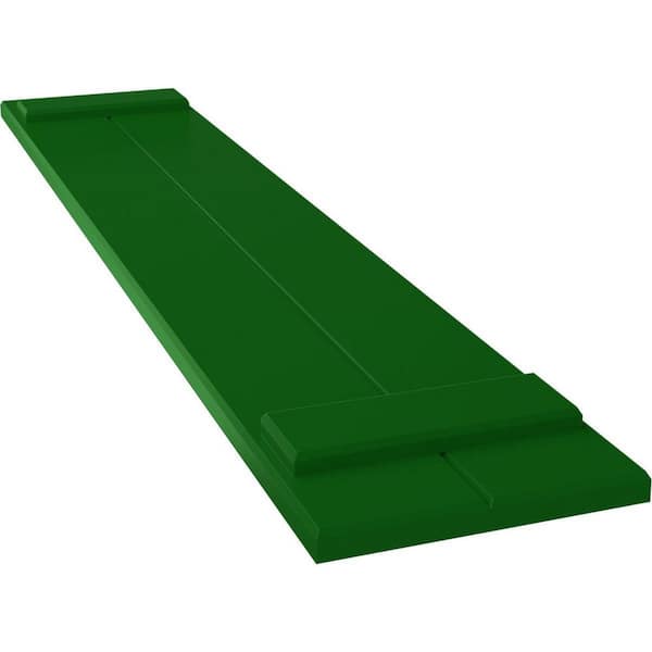 Ekena Millwork 10 3/4" x 52" True Fit PVC Two Board Joined Board-n-Batten Shutters, Thermal Green (Per Pair)