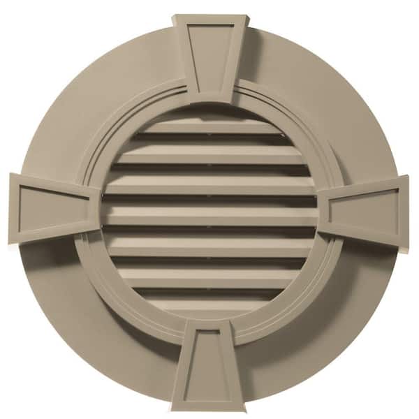 Builders Edge 30 in. x 30 in. Round Brown/Tan Plastic Weather Resistant Gable Louver Vent