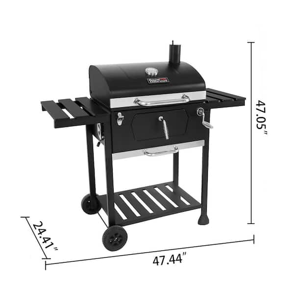 Royal Gourmet 24 in. Charcoal BBQ Grill in Black with 2-Side Table CD1824EN  The Home Depot
