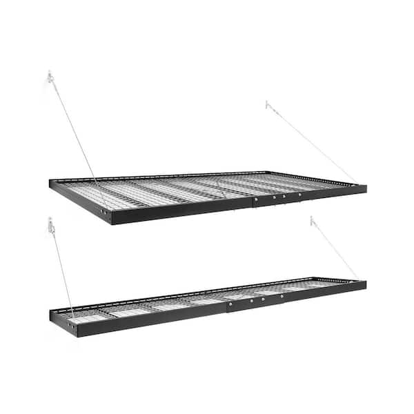 Pro Series 4ft. X 8ft.  and 2ft. X 8ft. Wall Mounted Steel Shelf Set 2.0 in Black