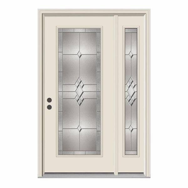 JELD-WEN 50 in. x 80 in. Full Lite Kingston Primed Steel Prehung Right-Hand Inswing Front Door with Right-Hand Sidelite