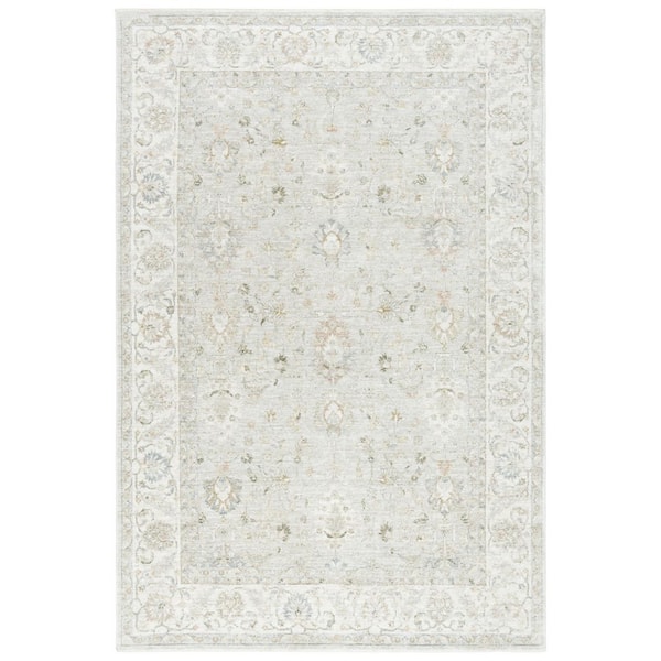 April 8 ft. x 10 ft. Ivory/Gray Oriental Floral Area Rug
