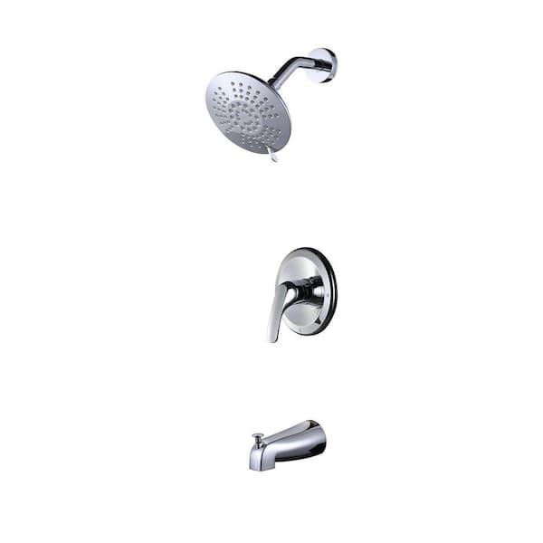 IVIGA Single Handle 5-Spray Tub and Shower Faucet 1.8 GPM in Polished Chrome Silicone Nozzles and Brass Rough-In Valve